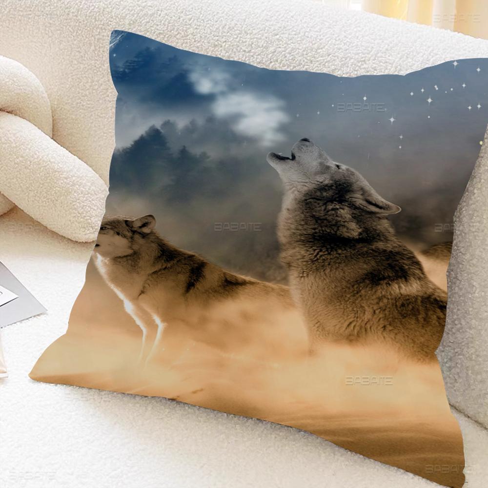 Animal Wolf Wallart Cushion Cover Inches Farmhouse Decor Home Throw Pillow Covers For Couch Decorations