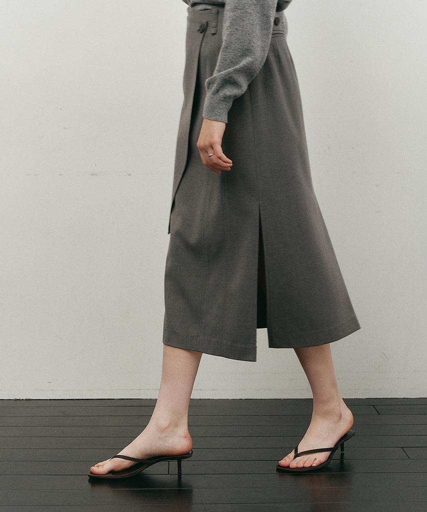 Make A Toast Two-Way Layered Wrap Skirt Grey Mbefsk002Gr