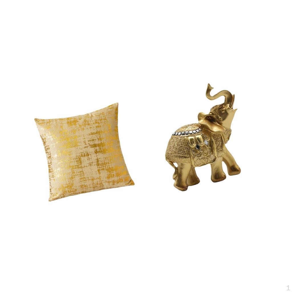Elegant Elephant Cushion Cover Sculpture for Living Room Office Dorm Car Decorative Figurine Resin