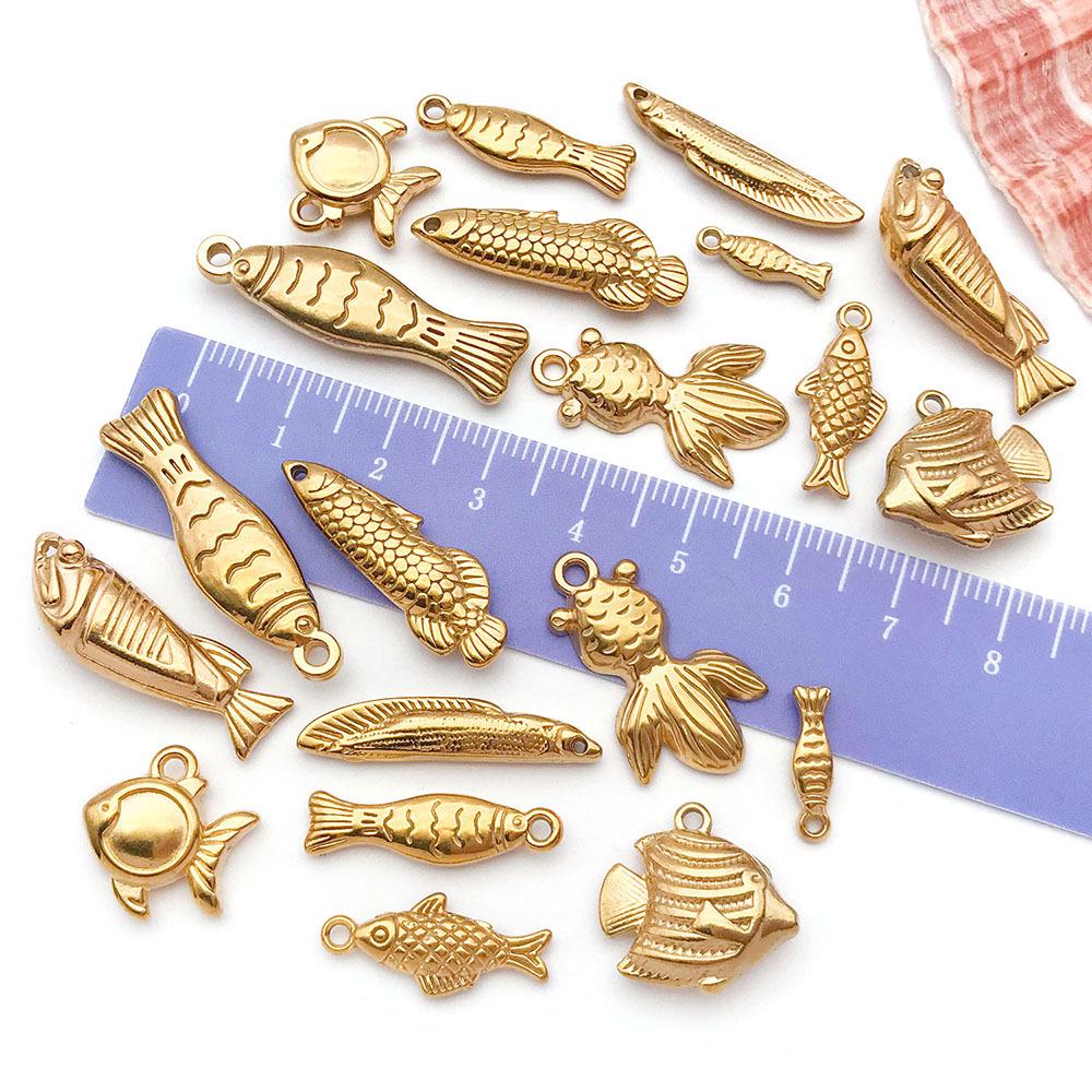 Stainless Steel Tropical Fish Goldfish Pendant Charm for DIY Jewelry.