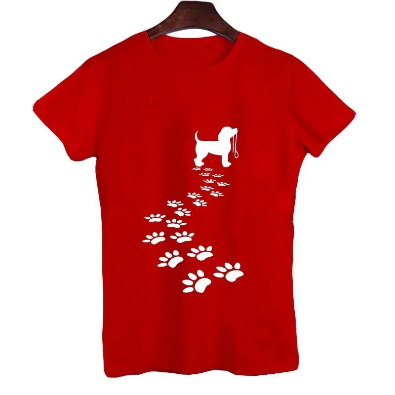 Letnie Koszulki Moda Wzór Łapy Psa Koszulka Damska Męska Top Zabawna Koszulka Graficzna dla Miłośników Psów Femme Koszulka Harajuku Koszulka Hip Hop