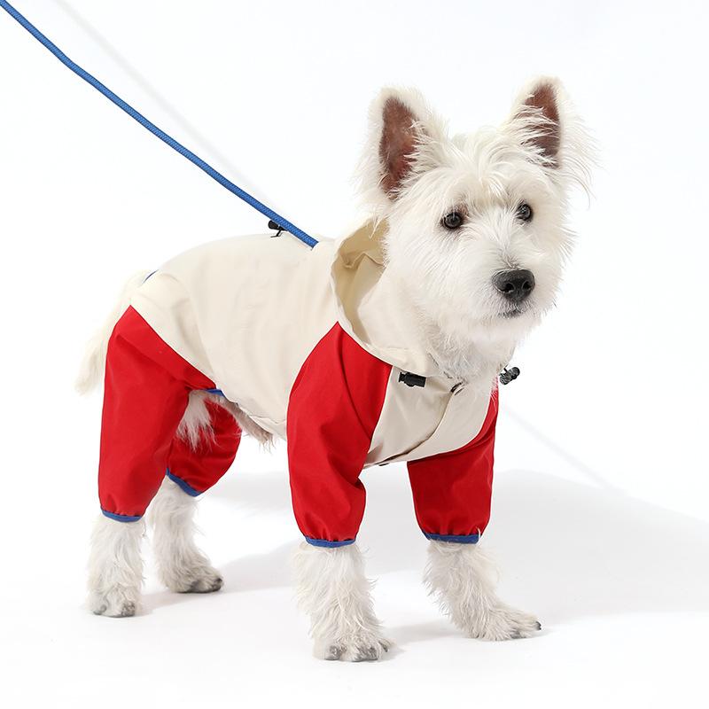 

New traction dog four-legged raincoat waterproof large, medium and small dog pet rainy day out dog raincoat S [Back Length 20/Bust 31cm]