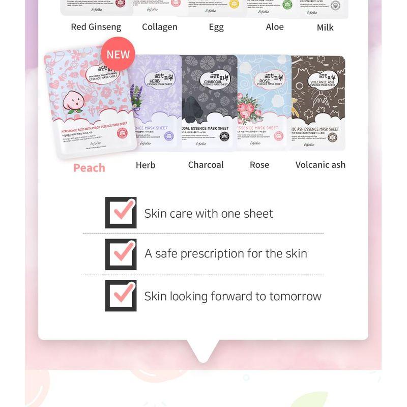 esfolio - Hyaluronic Acid With Peach Essence Mask Sheet Set