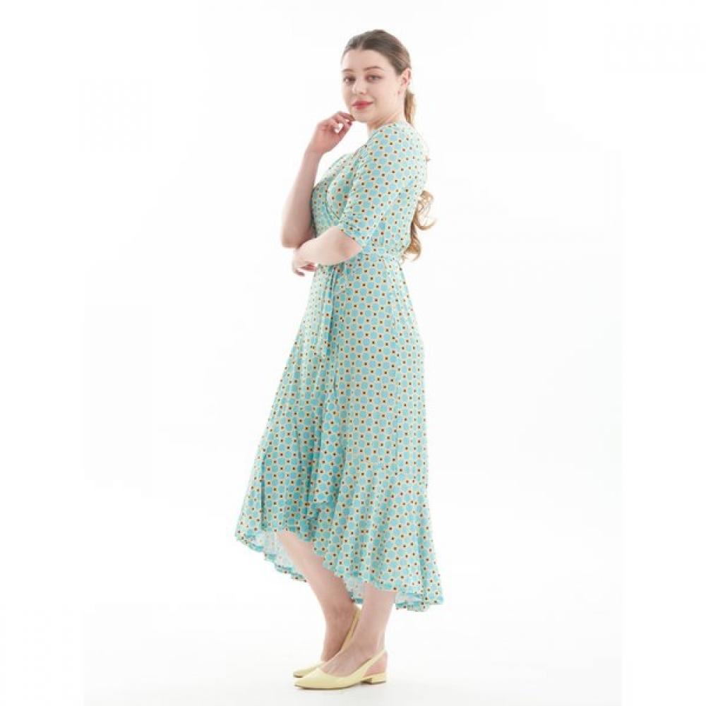 Lipbbam Creora Vivienne Frill Wrap Dress 3 4 Sleeve Ldm42ph01