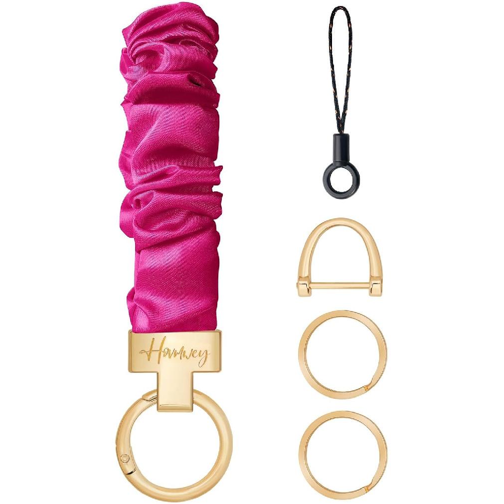 Hovmwey Stretchy Scrunchie Keychain Wristlet, Cute Key Chain Wrist Lanyard Strap for Women Men Car Keys ID Badges Wallet