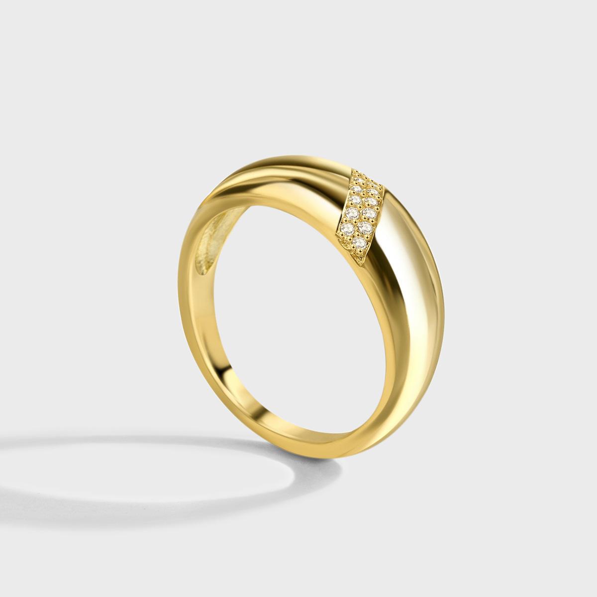 Hot Selling 925 Sterling Silve Gold Colour Ring Fashion Women s Classic Simple Couple s Wedding Ring Engagement Party Zircon 6 золотой