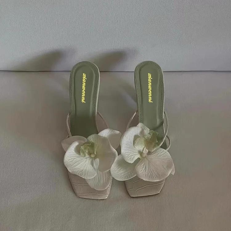 Fashion Oulylan High Heels Slippers Casual Summer Women's Shoes Luxury Women's High Heels Sandals Elegant Style Flower Toe