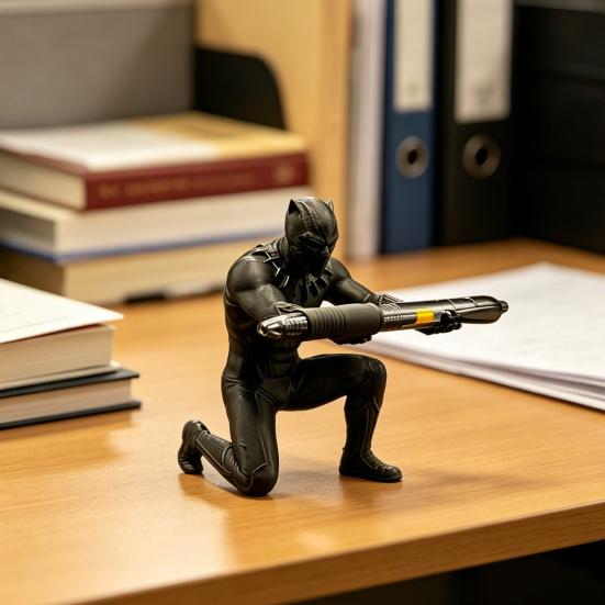 Yousheng Kneeling Hero Pen Stand, 3D Printed Dark Style Desk Organizer, Action Figure Pencil Holder for Office, Collectible Gift