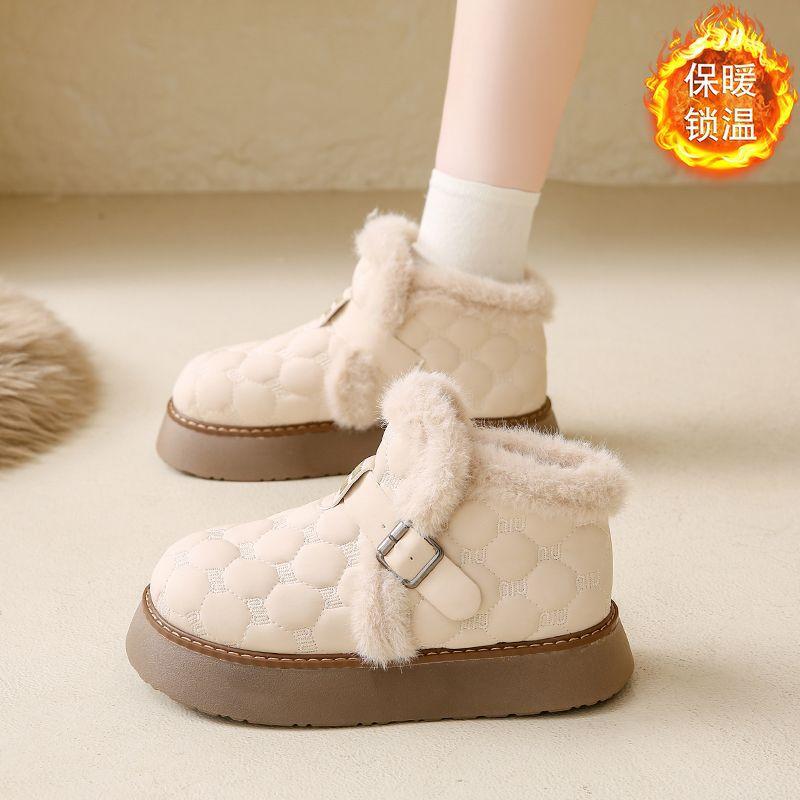 

thick-soled one-pedal fluffy cotton shoes women s shoes 2025 new winter velvet warm loafers snow boots Doudou shoes 77