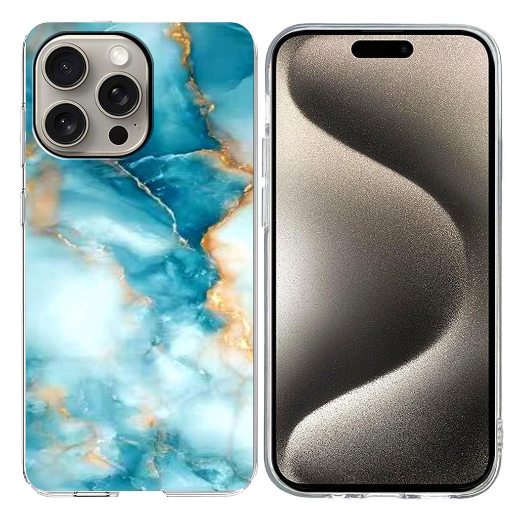 For iPhone 15 Pro Case Marble Pattern Printing Soft TPU Phone Cover