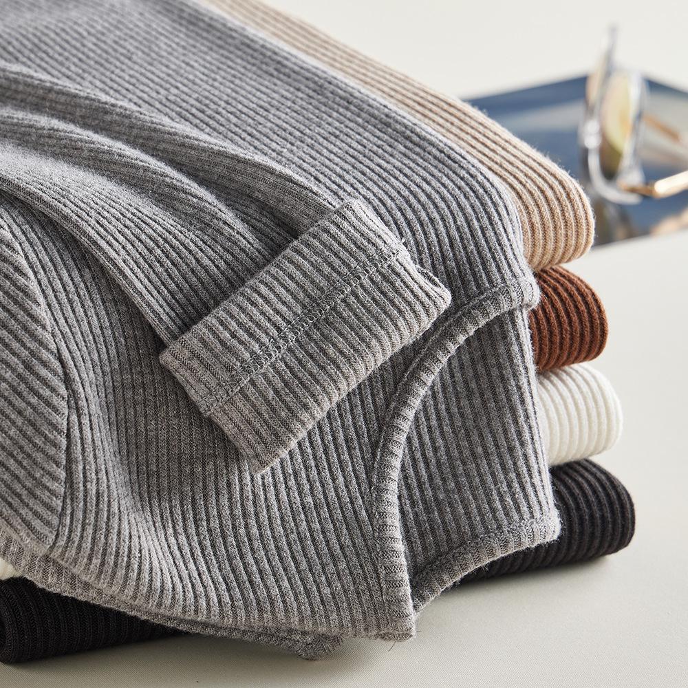 Women's Ribbed Knit Crew Neck Long Sleeve Top - Slimming & Versatile