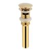 Kitchen Bathroom Basin Sink Solid Brass Pop Up Drain Stopper with Overflow Hole Golden