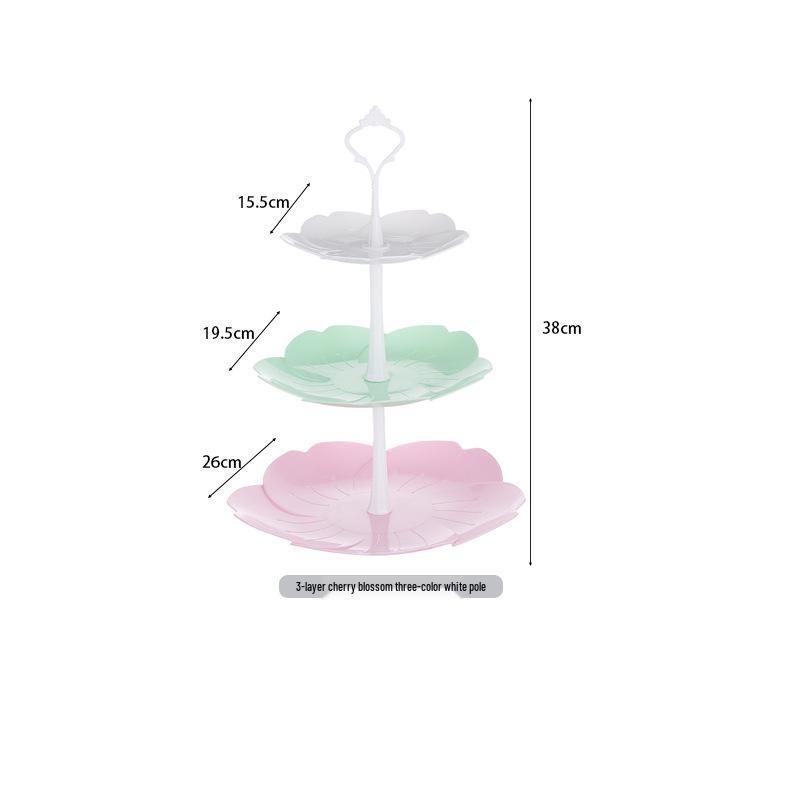 Trzypoziomowy europejski stojak na ciasto do popołudniowej herbaty - Kreatywna wielowarstwowa plastikowa taca na desery i talerz na owoce
