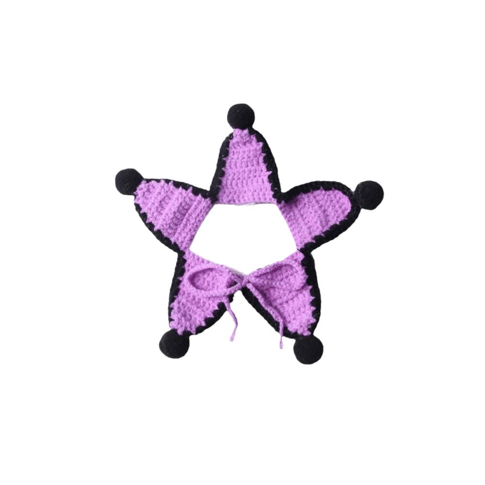 Soft Pet Star Scarf Adjustable Handmade Knitted Pet Scarf Pet Cosplay Collar Holiday Photo
