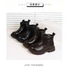 Youth style shoes Girls Fashionable Chunky Sole Ankle Boots Winter Kids Leather-Like Slip-On Shoes In Brown Black