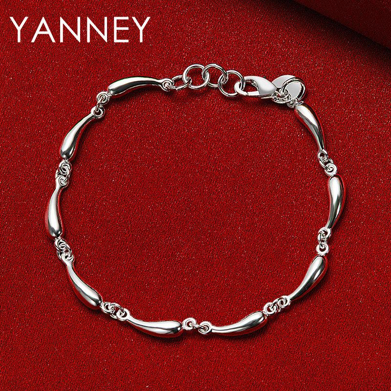 925 Sterling Silver 8-inch Exquisite Teardrop Bracelet for Women, Fashionable Wedding Accessories, Party Jewelry