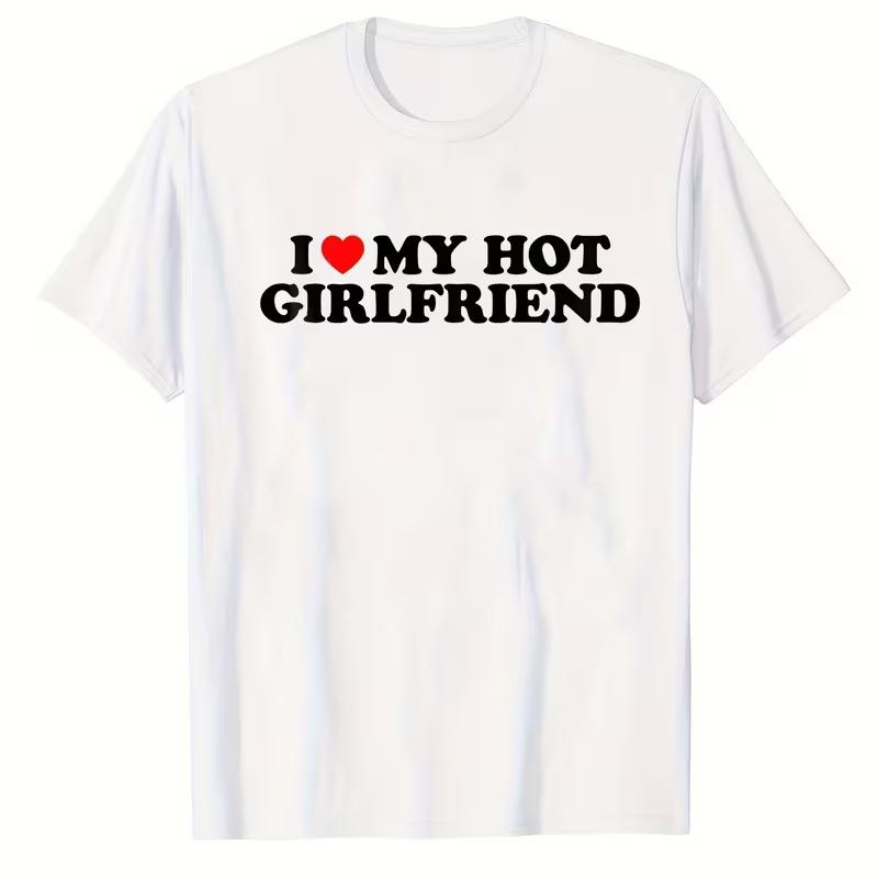 Ich liebe meine Freundin Neutrales Grafik-T-Shirt Paarbeziehung Passender Stil Lässig Locker Reise Tägliche Mode Streetwear