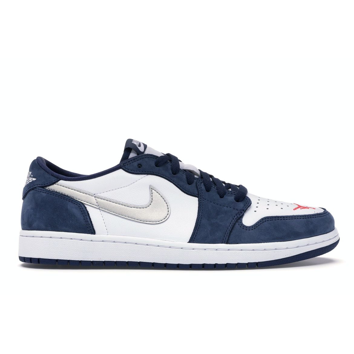 

Eric Koston x Air Jordan 1 Low SB Midnight Navy Мужские Кроссовки Синий Белый-Ember-Glow-Металлик-Серебристый CJ7891-400 44