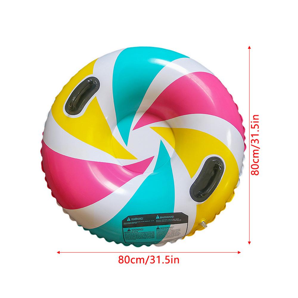 Inflatable Ski Lap Sledding Tube Snow Tubes for Kids Inflatable Sled for Sledding with 2 Handles Foldable Snow Sled for kids