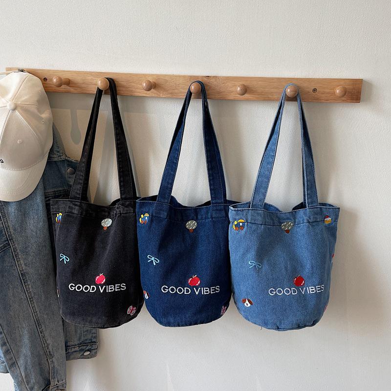 Women's Versatile Denim Tote: Large Capacity Shoulder Bucket Bag