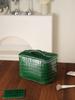 Crocodile Pattern Cowhide Makeup & Toiletry Bag: Portable, High-Capacity, Travel-Ready.