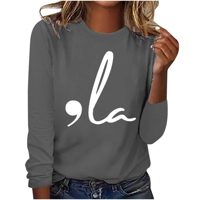 

Весенне-летняя женская простая повседневная футболка с круглым вырезом и длинными рукавами, дышащая футболка с 3D-принтом, женский топ 5XL