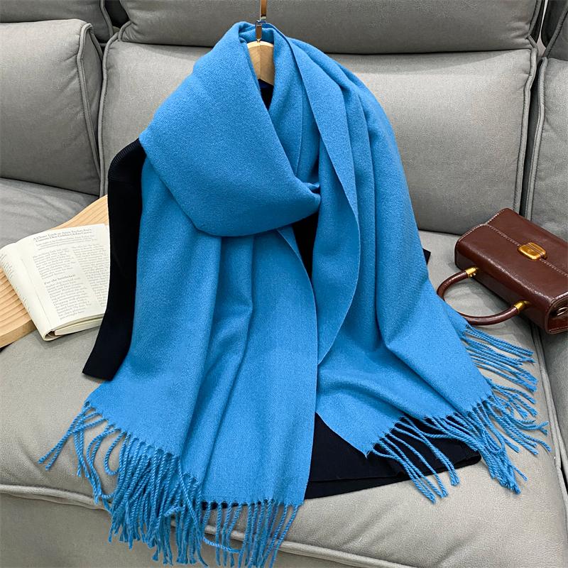 Luxury Solid Cashmere Scarf Women Winter Tassel Shawl Pashmina Big Size Handkerchief Lady Soft Outdoor Windproof Ski Bufanda