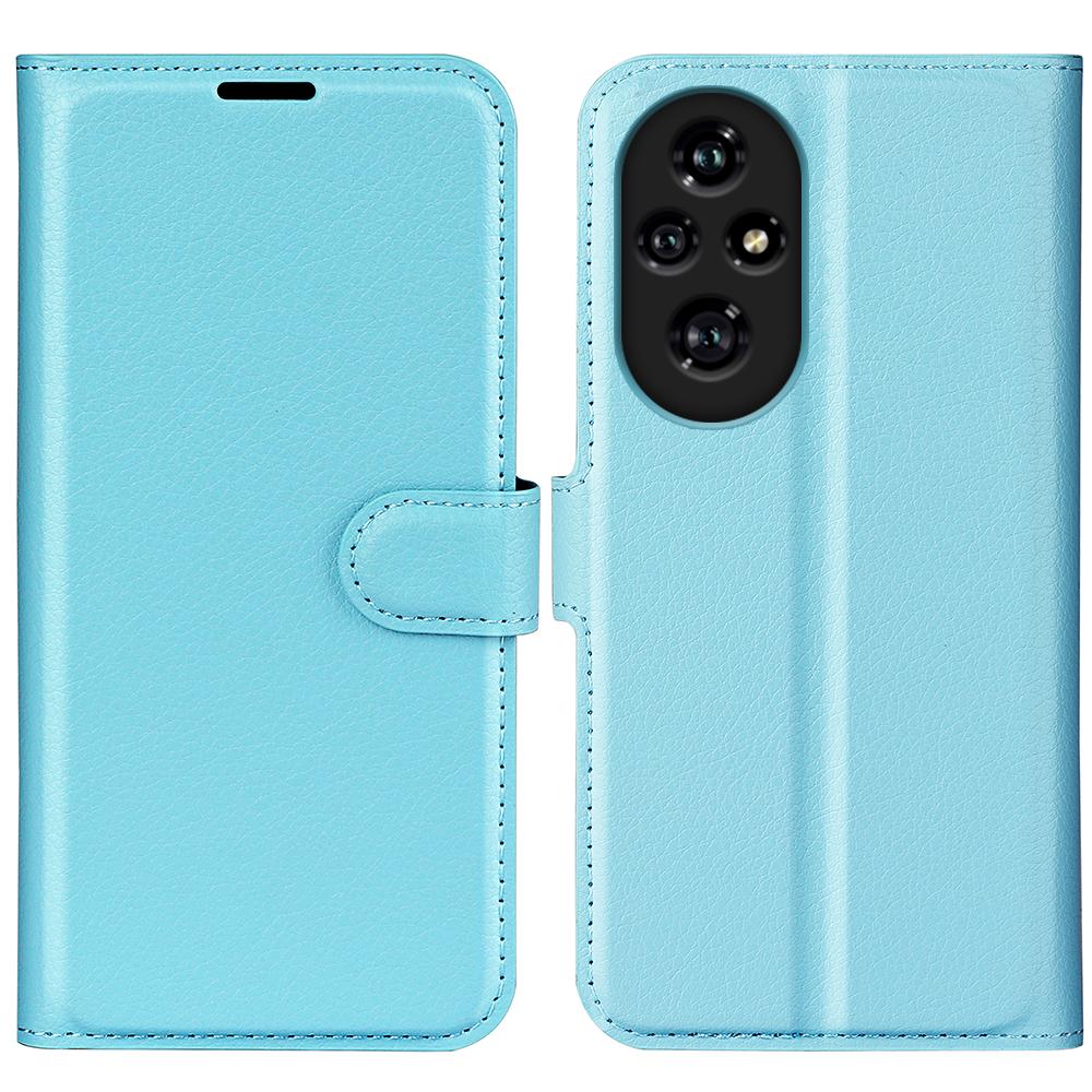 

For Honor 200 Pro 5G Case Litchi Texture Leather Phone Cover Card Slot Magnetic Clasp Blue