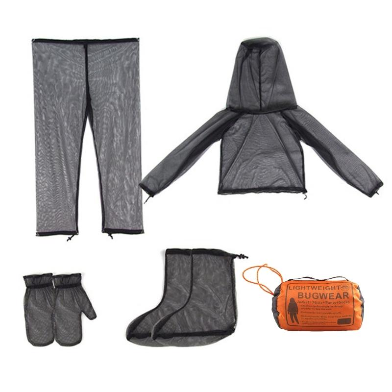 Outdoor Mosquitoes Mesh Clothes Suits Fly Screen Insect Shield Mesh Foot Cover Glove Pants Camping Insect Shield Clothes