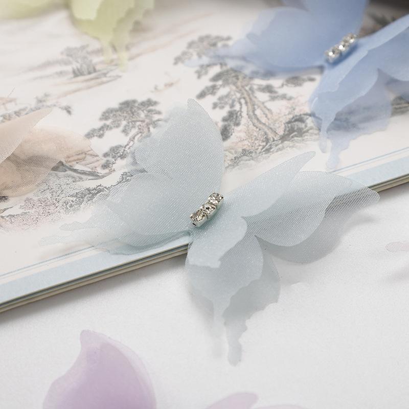 10 Stück Farbverlauf Organza Stoff Schmetterling Applikationen 3D 5CM Chiffon Schmetterling Verträumt Durchscheinend DIY Nähen Basteln Dekoration