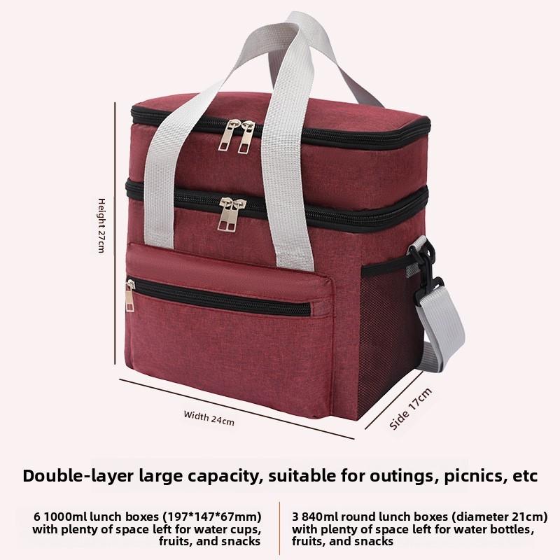 Layer Practical Double Insulated Lunch Bag With Oxford Material Outdoor For