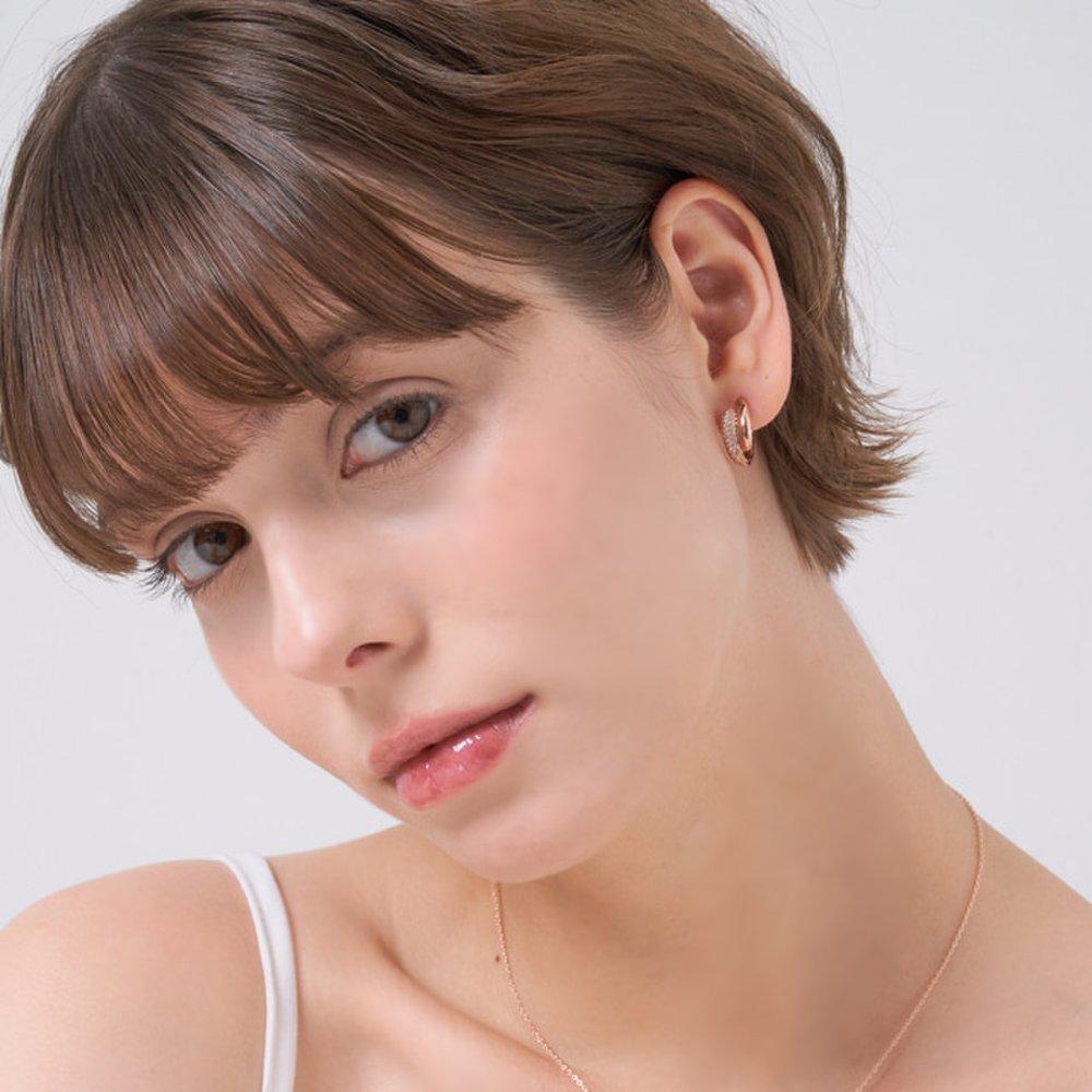14K Gf Bling Half Stone One-Touch Earrings Elgpee573
