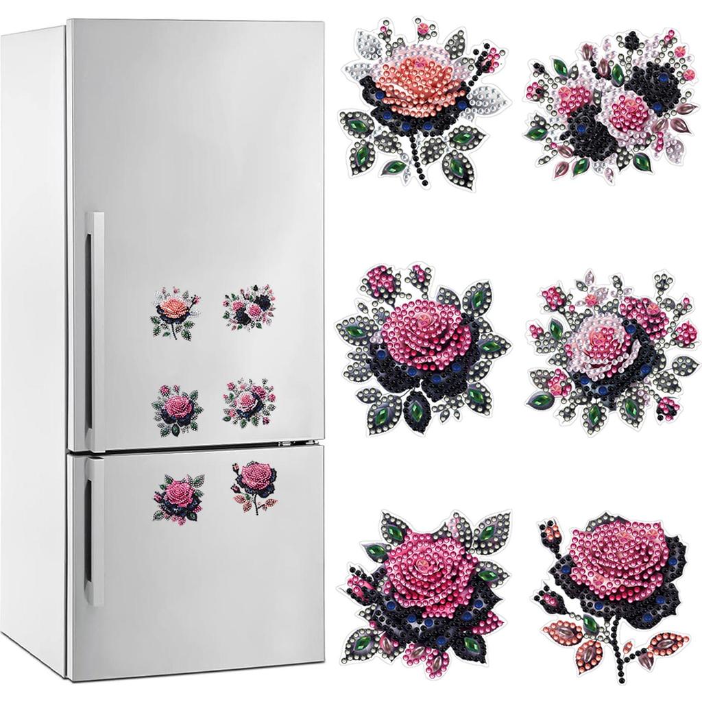 6 Stück Acryl Diamantmalerei Kühlschrankmagnete DIY Diamantmalerei Magnete Set für Kühlschrank Briefkasten Deko