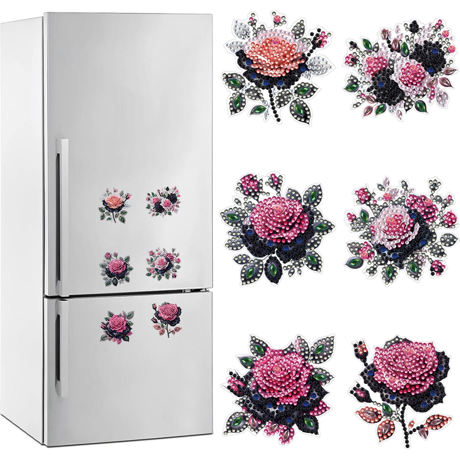

6Pcs Acrylic Diamond Art Refrigerator Magnet Diamond Painting Fridge Magnets Crystal Sparkling Diamond Magnets Set ярко-розовый