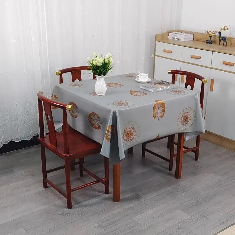 Square PVC Thickened Tablecloth Oil Proof Waterproof Scald Proof Wash Free Table Cloth Household Dining Table Coffee Table Cover