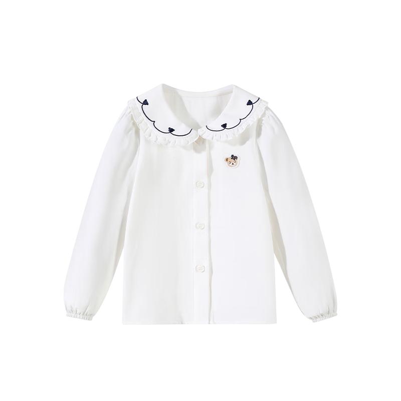 Classic Teddy Girl s Pure Cotton Doll Collar Long Sleeve Shirt 100