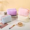 Solide Fell Kosmetik Aufbewahrungstasche Großer Organizer Handtasche Damen Reißverschluss Make-up Schreibwaren Federmäppchen Reise Make-up Toilettenartikel HZB05