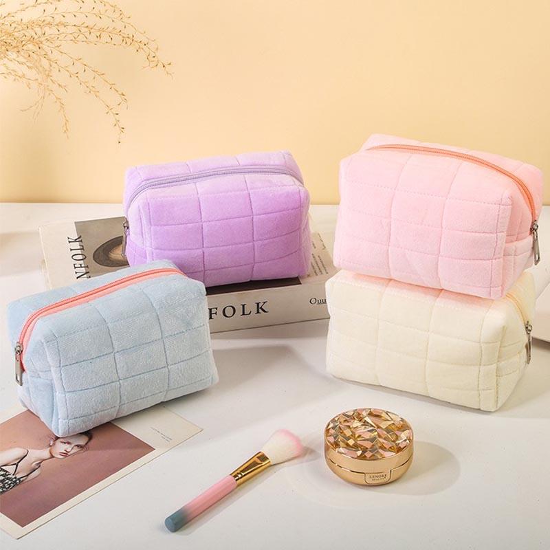 Solide Fell Kosmetik Aufbewahrungstasche Großer Organizer Handtasche Damen Reißverschluss Make-up Schreibwaren Federmäppchen Reise Make-up Toilettenartikel HZB05