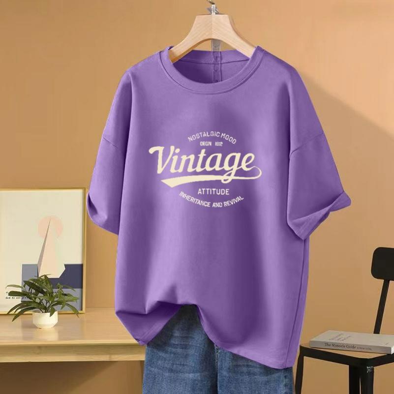 Cotton Short-sleeved T-shirt Women's Retro Bottoming Shirt All-match Casual Slimming Top