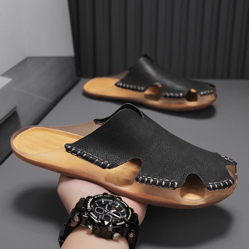 Fashion Handmade Men's Comfortable Sandals Durable Sole Slippers Suitable Outdoor Wear Half Drag Quick Dry Wading Aqua Shoes Flip-flops