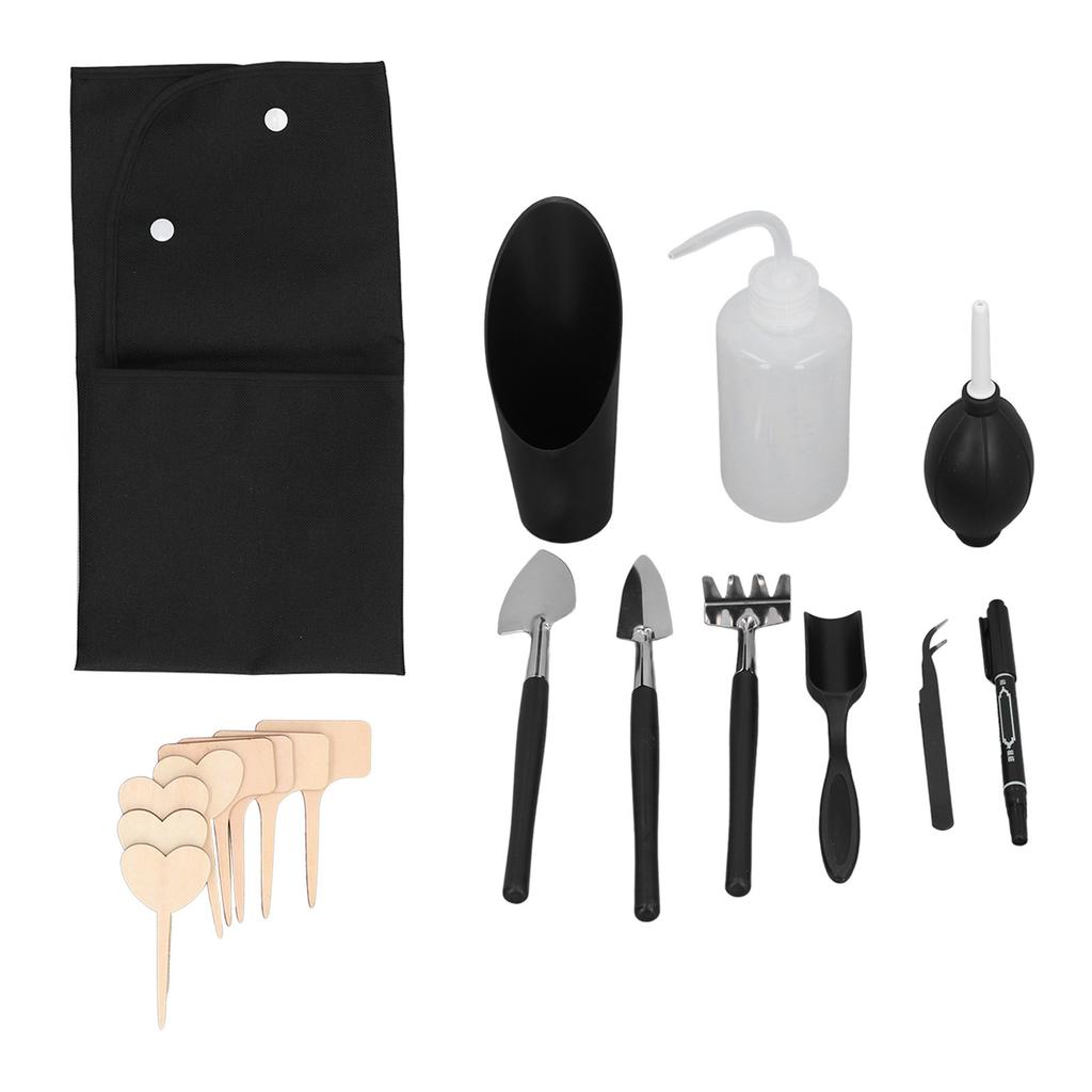 Juego de 18 piezas de herramientas para plantas suculentas con cuchara de té, pinzas curvas, soplador de aire, rastrillo, pala redonda puntiaguda