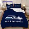 Seattle Seahawks Pattern Bedding Quilt Set Quilt Cover Pillowcase Home Decoration Birthday Gift (1 * Duvet Cover + 2 * Pillowcase, Without Core)
