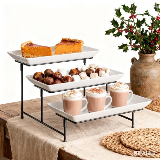 3-Tier Dessert Stand Fruits Pastries Appetizers Tray Elegant Display Rack for Buffet Tables Parties Modern Kitchen Organizer