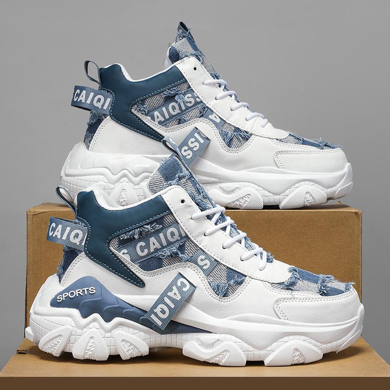 

Мужская клетчатая спортивная обувь, женские кроссовки для бега, черные туфли, высокие баскетбольные туфли для пары, большие размеры EU: 40 синий