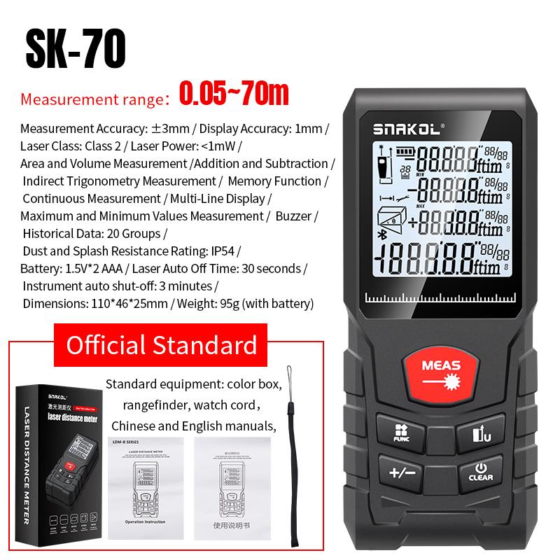 Snakol Laser Distance 50M/100M/120M Rangefinder Profesional Meter Laser Range Finder Ruler Test Tool