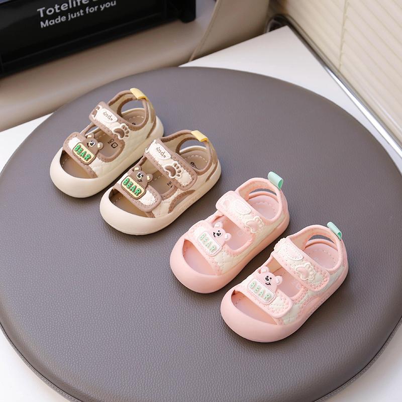 Boys Girls Sandals Anti-Slip Soft Sole Comfortable Toddler First Walking Shoes 2025 Summer New Baby Beach Shoes Cute Bears