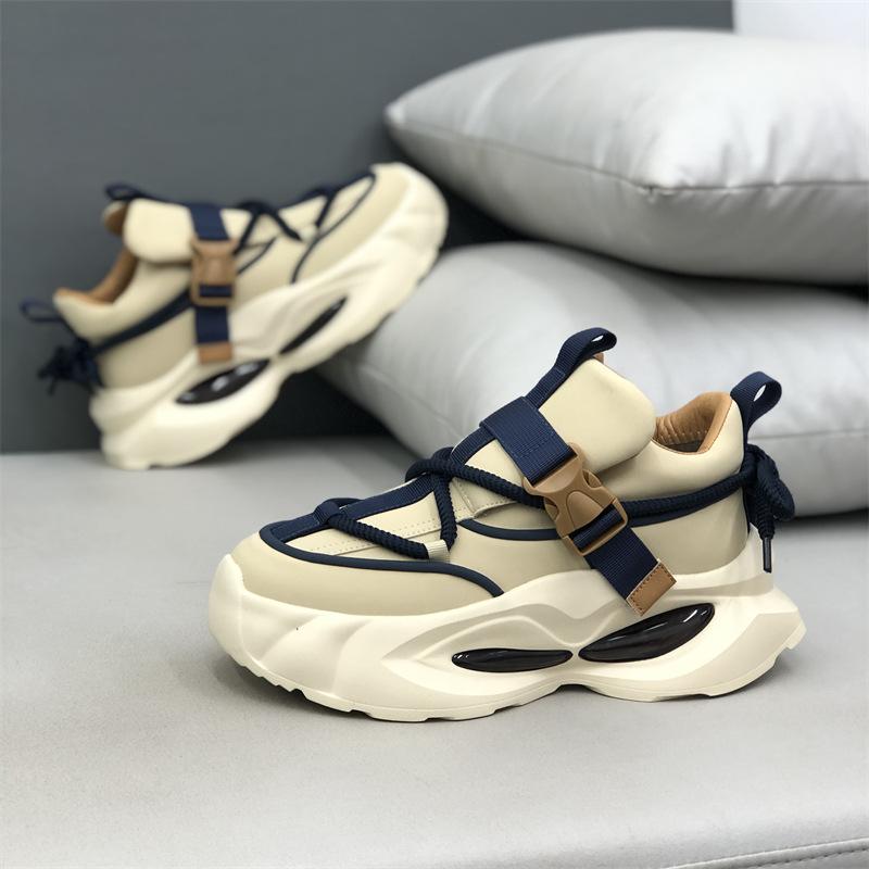 New Men's Fashion Trend Casual Shoes Mesh Breathable Comfortable Versatile Thick Soled Shoes Low Top Chunky sneakers 2025
