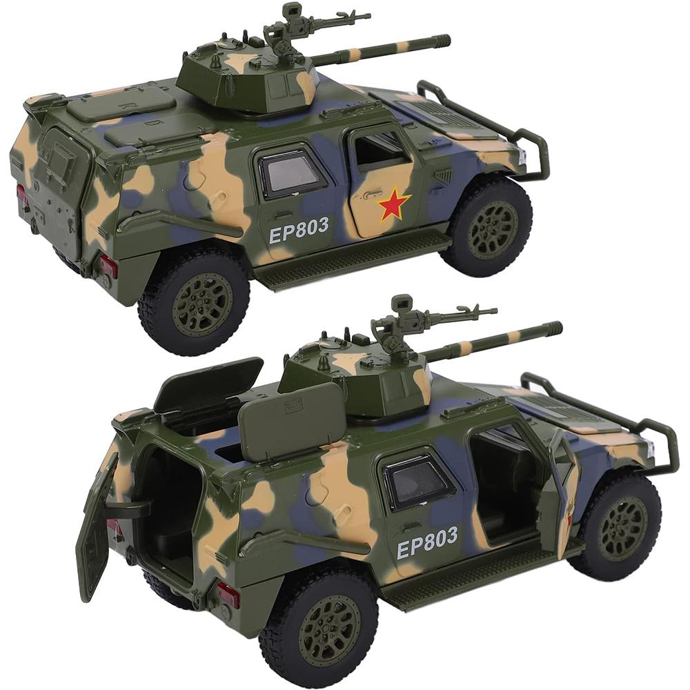 Camion de jucărie militar la scară 1/50 Tanc de luptă blindat pentru armata Vehicul de teren Trage jucării armate înapoi cu lumină și sunet