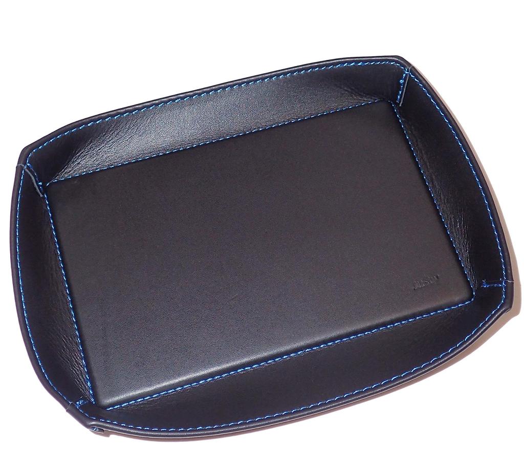 Genuine Leather Center Console Tray (Blue Stitching) for Toyota Prius 60 Series (PHEV, HEV, MXWH60/61/65, ZVW60, 65) - Dress-Up Parts & Accessories