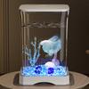 Betta Fish Tank High Transparency Desktop Fish Bowl Small Landscape Fish Tank Fish Breeding Tank for Living Room Office